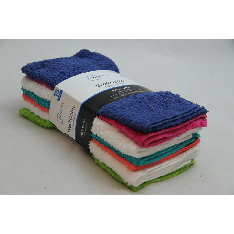 Mainstays 18-Pack Washcloth Bundle, True Bright