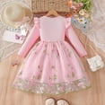 thumbnail image 5 of Long Sleeve Princess Dress for Girls Pink Floral Embroidered Tulle Party Tutu for Birthday,Size 4-5 T, 5 of 9