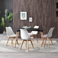 thumbnail image 3 of Comedor Alterego Rectangular Negro con 4 Sillas  Acolchadas Blancas, 3 of 4