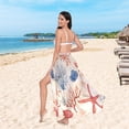 thumbnail image 6 of FORMRS Womens Long Sarong Beach Wrap Semi-Sheer Bikini Skirt Bathing Swimsuit Cover Up, Blue Starfish, 6 of 7
