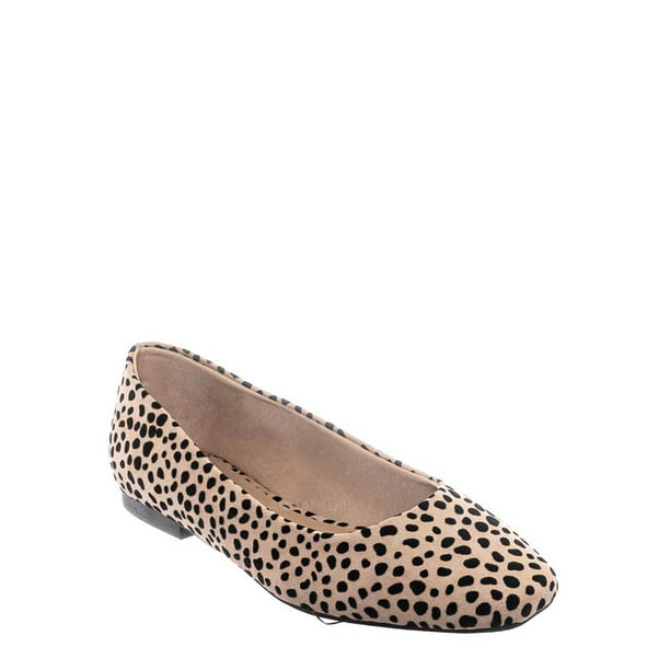 Square Toe Ballet Flats - Womens Solid & Cheetah Ballerina Padded Shoes