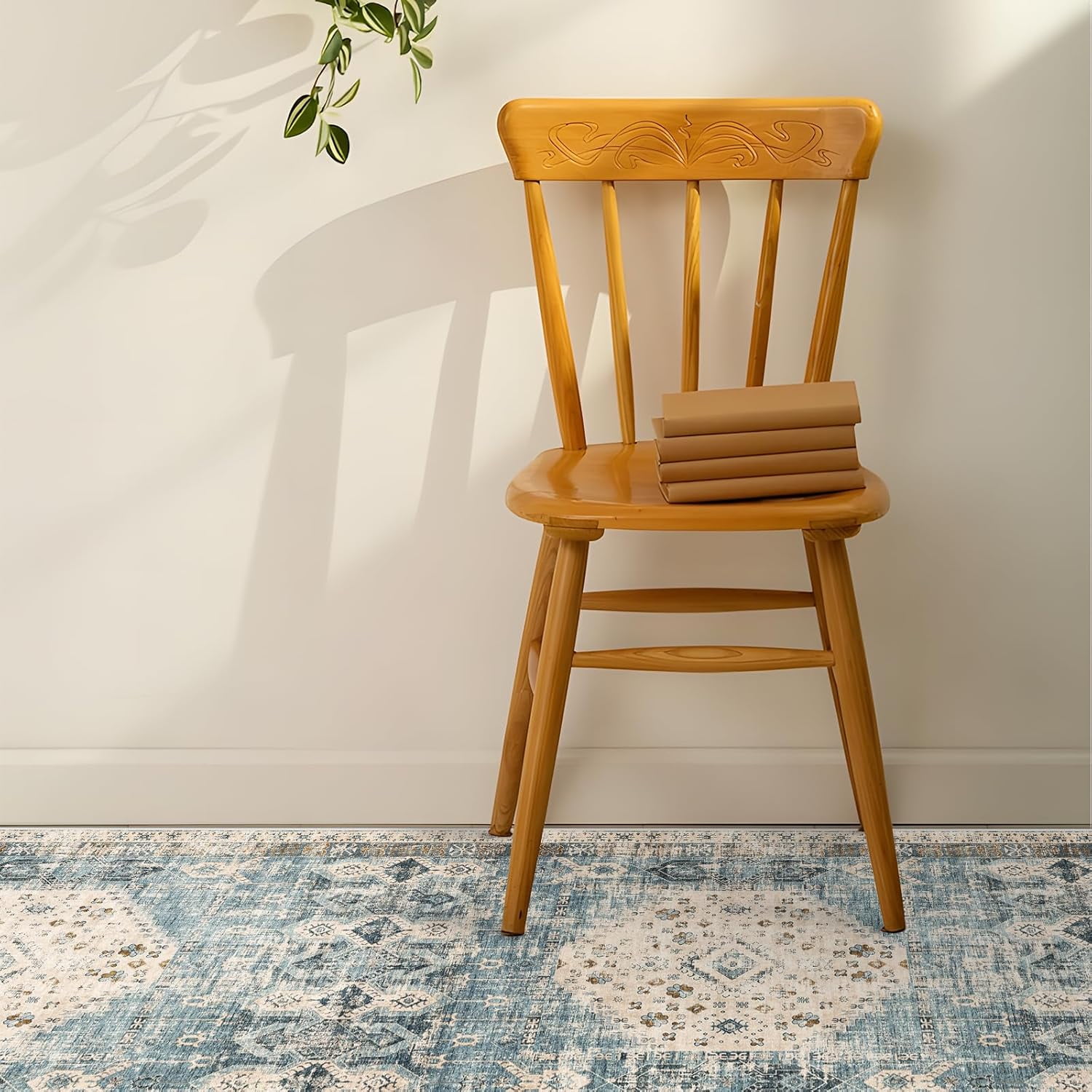 Hallway Washable Runner Rug 2'6x12 - Kitchen Runner Rugs with Non Slip Backing Stain Resistant Rugs for Living Room Bedroom Carpet Distressed Rug Floor Deocr Mat (2‘6''x12', Aqua Blue)