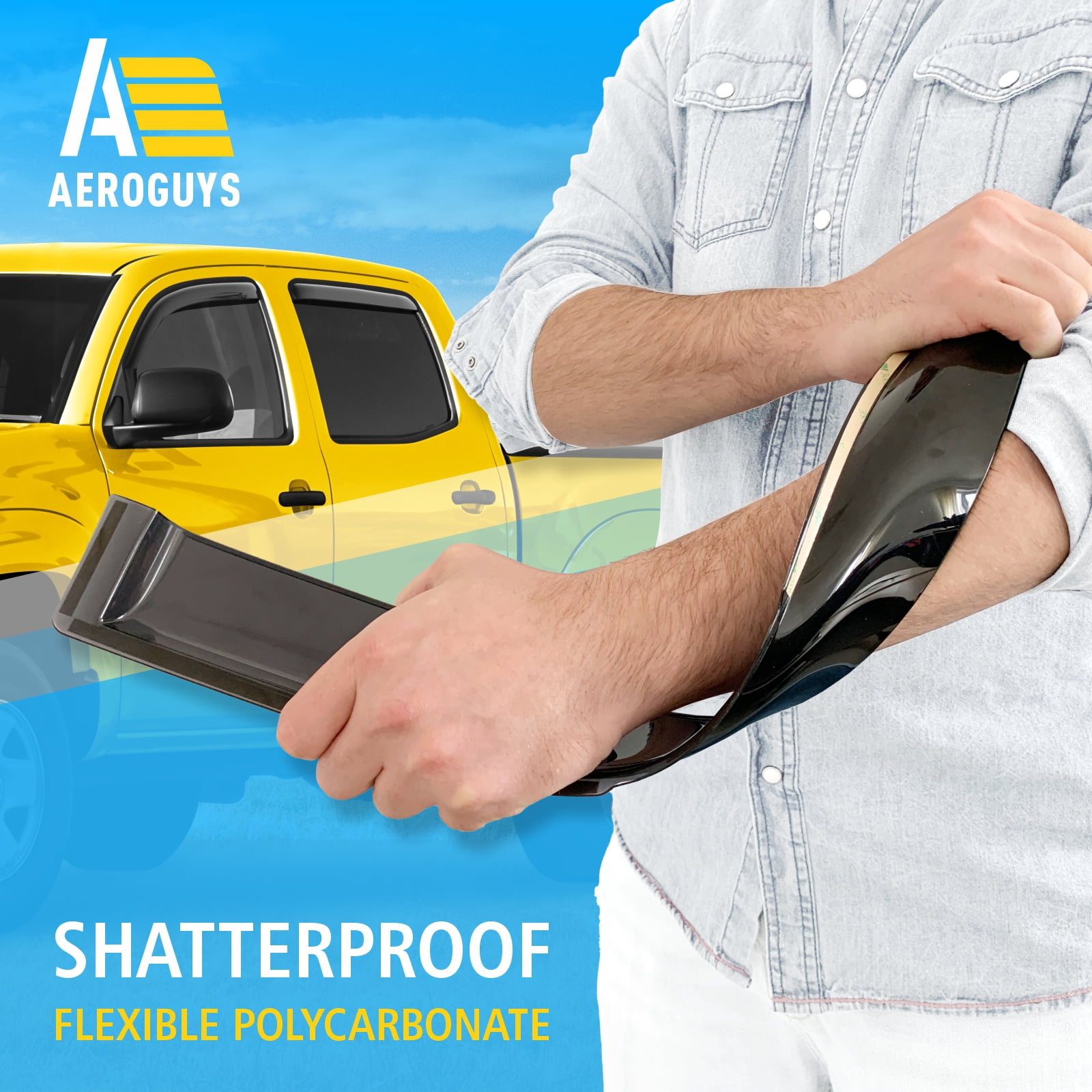AEROGUYS Extra Durable Window Deflectors in-Channel Window Visors Rain Guards Fit for Toyota Tacoma 2005-2015 Double Cab, Sun Visors, Wind VentVisors, Exterior Truck Accessories - 4 pcs. AG0742