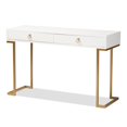thumbnail image 1 of Baxton Studio Beagan Mesa consola moderna y contemporánea de 2 cajones de madera con acabado blanco y metal dorado Baxton Studio JY20B168-White/Gold, 1 of 2