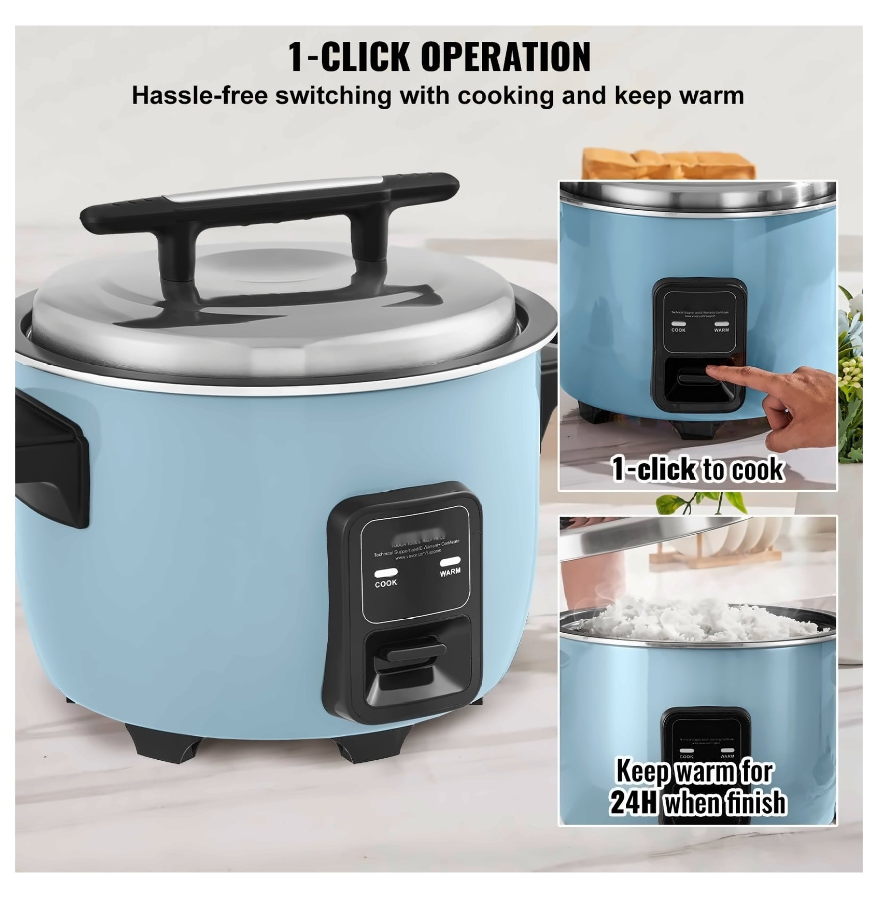Commercial Rice Cooker 40-Cup 8L Non-Stick Restaurant Grade Keep Warm