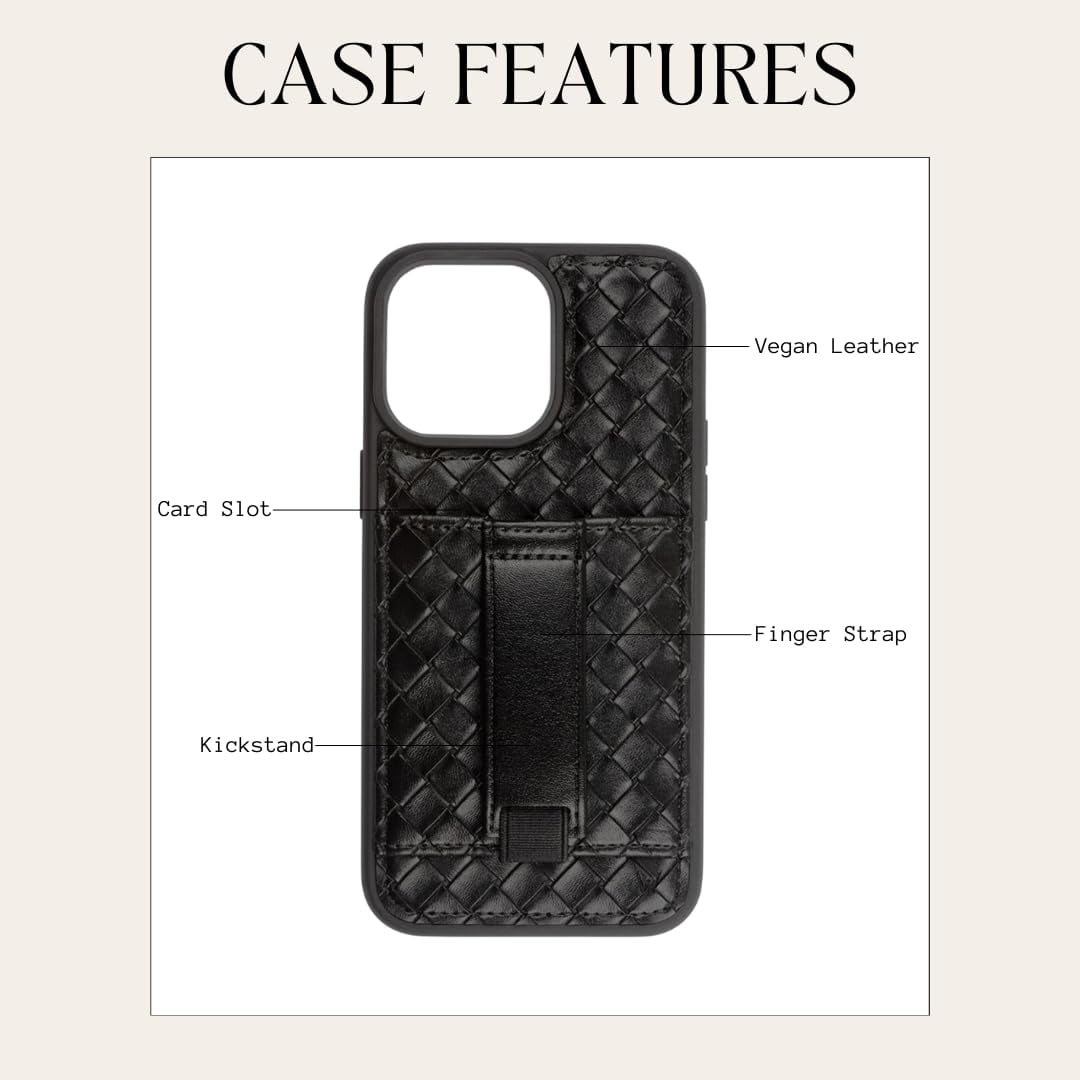 Walli Cases for iPhone 13 Pro Case Aesthetic Wallet Phone Case Card Holder, Securely Holds up to 2 Cards - Cute, Trendy Phone Cover for Women, fits iPhone 13 Pro, with Kickstand & Finger Strap