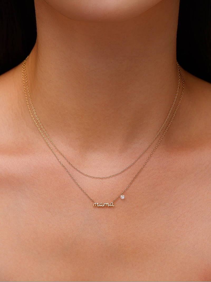 Believe by Brilliance Cubic Zirconia Mama Necklace Set in 14KT