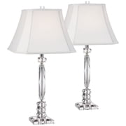Vienna Full Spectrum Traditional Table Lamps 25 1/2 High Set of 2 Crystal Cut Column Geneva White Square Shade for Bedroom Living Room Bedside Office