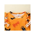 thumbnail image 5 of nvzhuang Newborn Baby Girls Flared Jumpsuits Halloween Printed Round Neck Ruffled Long Sleeves Romper for Toddler Infant, 5 of 9