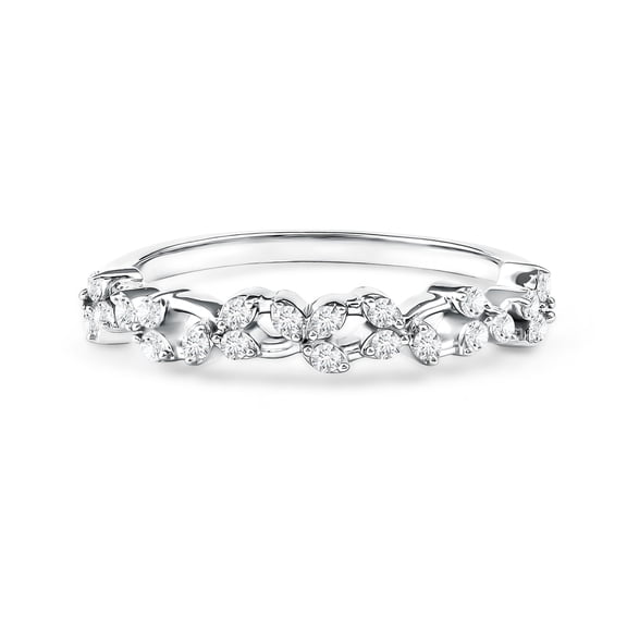 Rosec Jewels Certified Lab Grown Diamond Half Eternity Ring - EF- VS Quality - Diamond Promise Ring for Women - Ready to Gift, 925 Sterling Silver, US 4.00