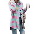 thumbnail image 4 of Women's Sherpa Lined Fleece Flannel Plaid Shirt Jacket Button-down Color Block Long Sleeve Lapel Outerwear with Pockets, 4 of 8