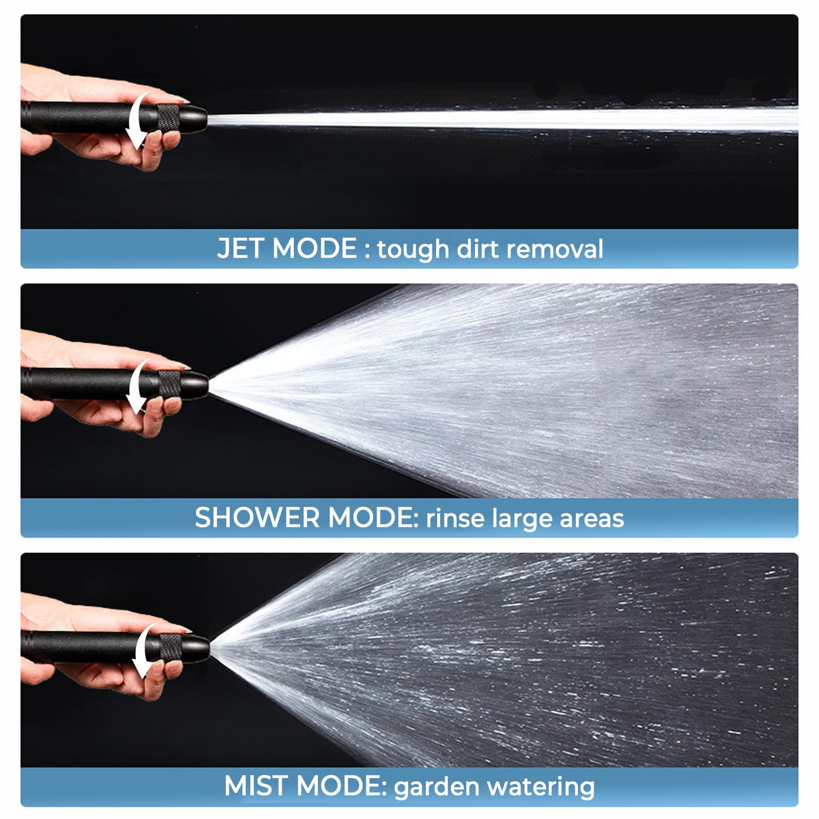 High Pressure Metal Hose Sprayer - Rust-Proof, 3 Spray Modes, Quick-Connect Nozzle for Car Wash, Garden & Patio Cleaning