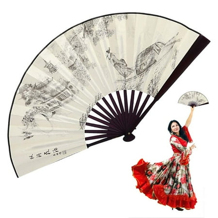 

Ksruee Chinese Ink Folding Fan Hand Fans for Men Foldable Chinese Fan with Ink Painting for Wedding Dancing Party Home Decoration classic