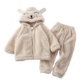 thumbnail image 1 of Toddler Girls Winter Long Sleeve Panda Rabbit Prints Fleece Hoodie Tops Pants 2PCS Outfits Clothes Set, 1 of 4