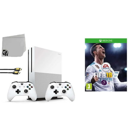 Microsoft Xbox One S 500GB Gaming Console White 2 Controller Included with FIFA 18 BOLT AXTION Bundle Used