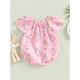 thumbnail image 4 of Wassery Baby Girls Romper Rabbit/Heart/Animal Print Short Sleeve Crew Neck Jumpsuits Infant Summer Casual Bodysuits 0-18M, 4 of 8
