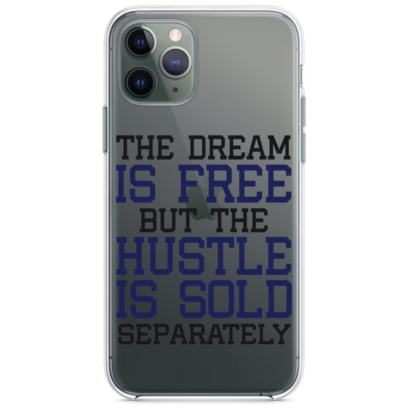 DistinctInk Clear Shockproof Hybrid Case for iPhone 11 Pro (5.8" Screen) - TPU Bumper Acrylic Back Tempered Glass Screen Protector - The Dream is Free Hustle Sold Separately