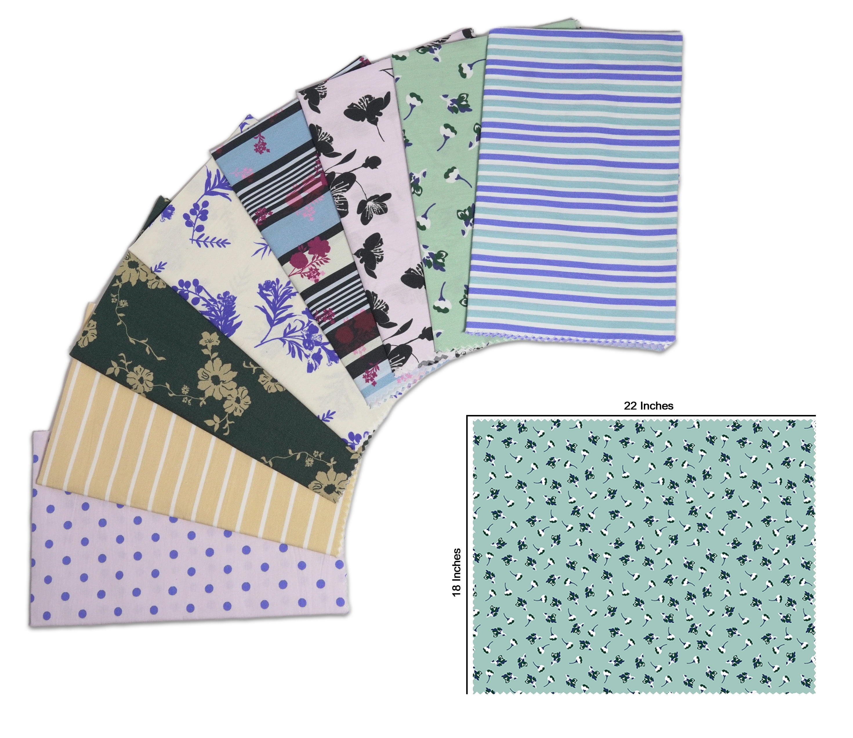 Soimoi 8 Pc Fat Quarter Bundle- Florals Print 18"x 22" DIY Patchwork- 100% Cotton Pre-Cut Quilting Fabric Multicolor