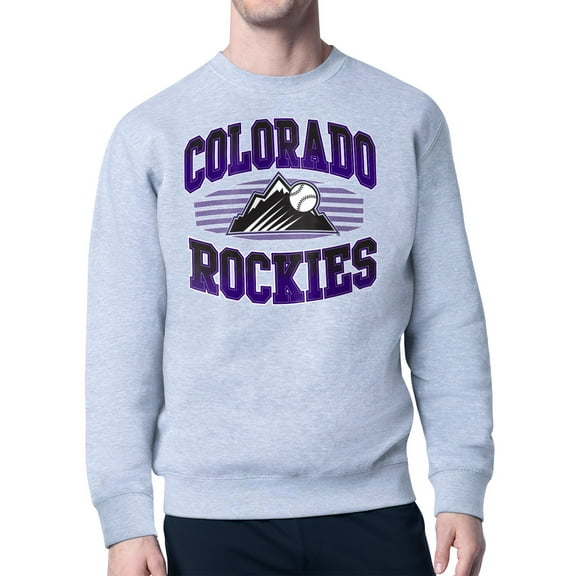 Men's Starter Heather Gray Colorado Rockies Team Grit Graphic Fleece Pullover Sweatshirt