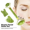 thumbnail image 3 of Face Facial Roller Massager & Gua Sha Board Set Natural Jade Stone Crystal| 9CL2, 3 of 6