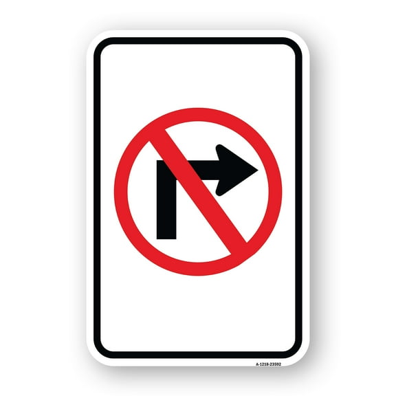 SignMission A-1824-23592 18 x 24 in. Aluminum Sign - No Right Turn with Graphic Only