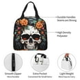 thumbnail image 3 of Rateoe Flower Horn Skull Pattern Insulated Lunch Bag with Thick Aluminum Foil Lunch Tote Bag with Front Pocket for Men and Women, Ideal for Work, School, Picnics, and Travel, 3 of 5