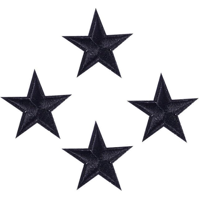 KAIYANG Parches termoadhesivos con forma de estrella para bordar, reparar, decorar, para mochilas, jeans, abrigos (10 piezas, negro) Negro