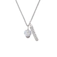 thumbnail image 2 of Delight Jewelry Silvertone Clear AB Crystal Sparkle Spinner Silvertone Fearless Bar Charm Necklace, 23", 2 of 4