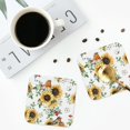 thumbnail image 4 of Yiaed Sunflowers Leaves And Birds Print Leather Coasters for Drinks - Cup Coasters Coffee Table Kitchen Table Bar, Home & Office Gifts Handmade Drink Coasters-Square, 4 of 6