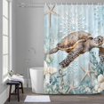 thumbnail image 5 of Ocean Turtle Bathroom Shower Curtain, Retro Marine Life Starfish Coral Waterproof Washable Soft Bath Curtain for Bathtub Decor with 12 Hooks&Grommet, 36x78 Inch, 5 of 9