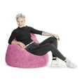 thumbnail image 2 of Fauteuil poire en fausse fourrure rose de Gouchee Home – Siège lounge moelleux rembourré de billes de polystyrène, adapté aux adultes et aux adolescents, léger et portable, pour dortoir ou salon, 2 of 8
