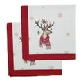 thumbnail image 1 of Vargottam Collection de Luxe Linge de Table Décor Serviette en Coton Tissu Imprimé Serviettes Réutilisables Ensemble de 6, 20 X 20 - Hiver Noël Cerf, 1 of 6