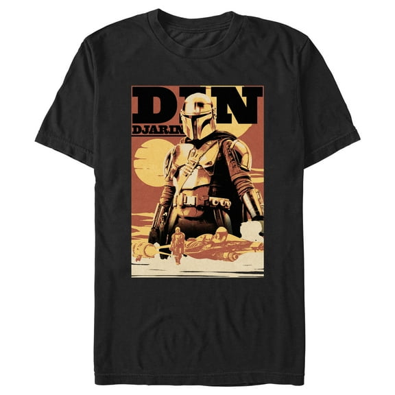 Men's Star Wars: The Book of Boba Fett Din Djarin Poster Graphic Tee Black Large