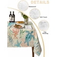 thumbnail image 5 of Teal Red Coastal Suqare Tablecloth - 54 x 54 Inch, Summer Beach Nautical Sea Turtle Coral Starfish Waterproof & StainResistant Tablecloth, Washable Oil-proof Table Cover for Dining/Party/Wedding, 5 of 9