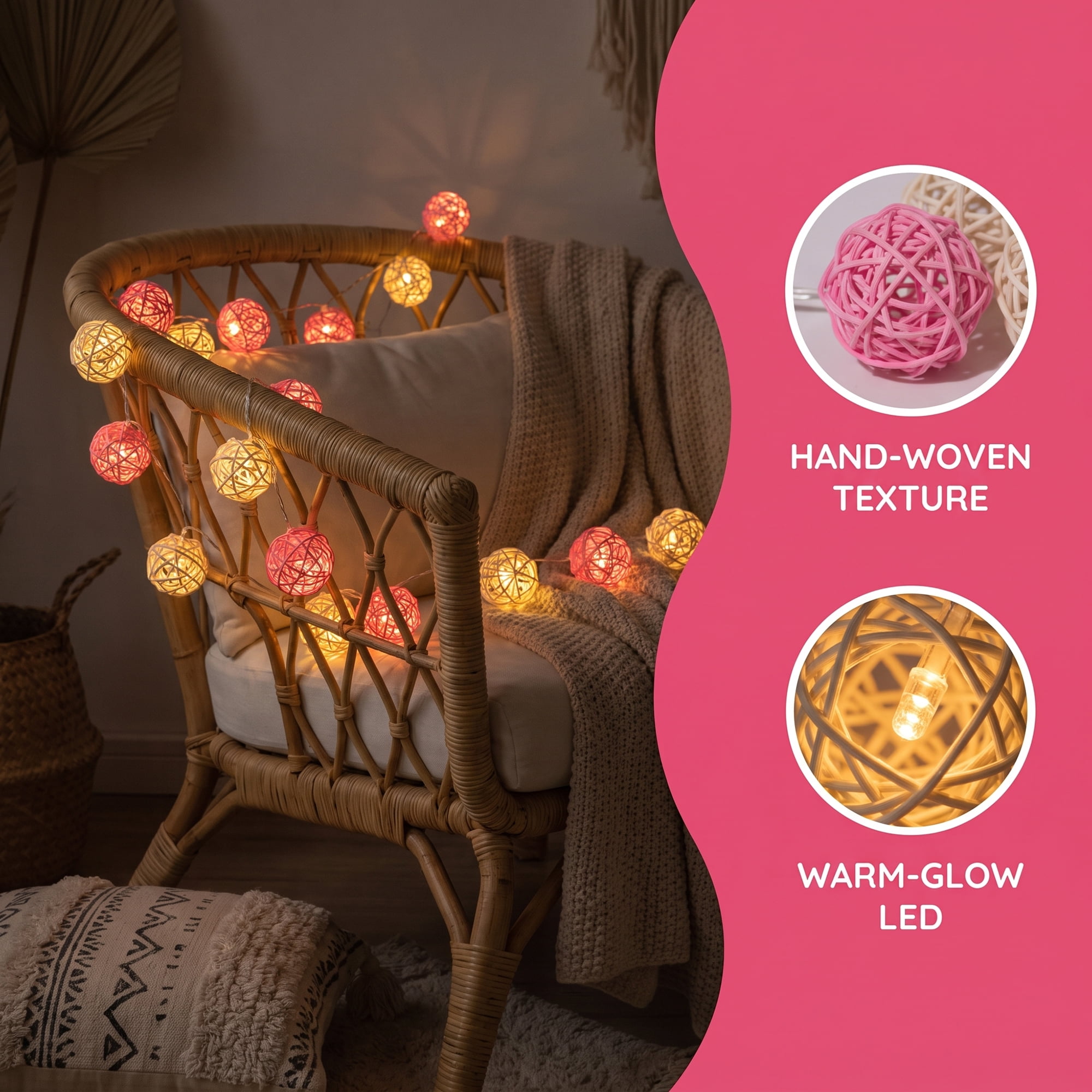 Unique Bargains Lights for Home Use with Flexible Design 9.8 ft Pink USB Powered