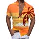thumbnail image 1 of Camisas De Vestir Para Hombre Azul Hombres Casual Manga corta Primavera Verano Turndown Neck 3D Impreso Camisas Moda Top Blusa Camisas (Orange, L), 1 of 4