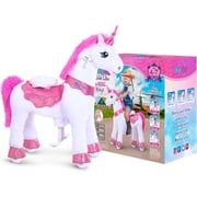 PonyCycle Kid-Powered Ride-On Unicorn Toy, No Battery, Hand Brake, Ages 4-7, Pink, E412