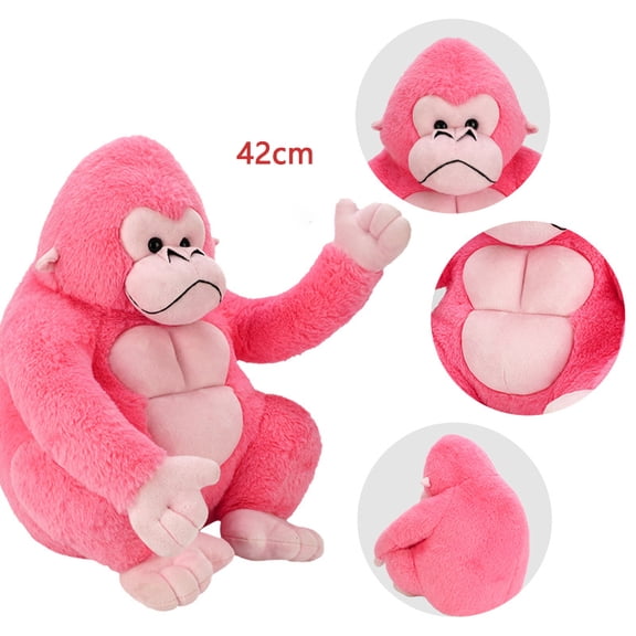 1pcs Pink Gorilla Pillow, Soft and Cute Gorilla Pillow Plush Toys, Pillows, Cushions, The Best Gift for Your Family and Friends，16.6 inches