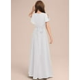 thumbnail image 2 of Drtj 2-14T Kids Junior Bridesmaid Flower Girl Elegant Formal A-line V-Neck Floor-Length Chiffon Dresses, 2 of 6