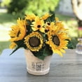 thumbnail image 4 of Enova Home Artificial Flowers Mixed Silk Sunflowers Fake Flowers Arrangement in Pot for Home Office Garden Decoration, 4 of 6
