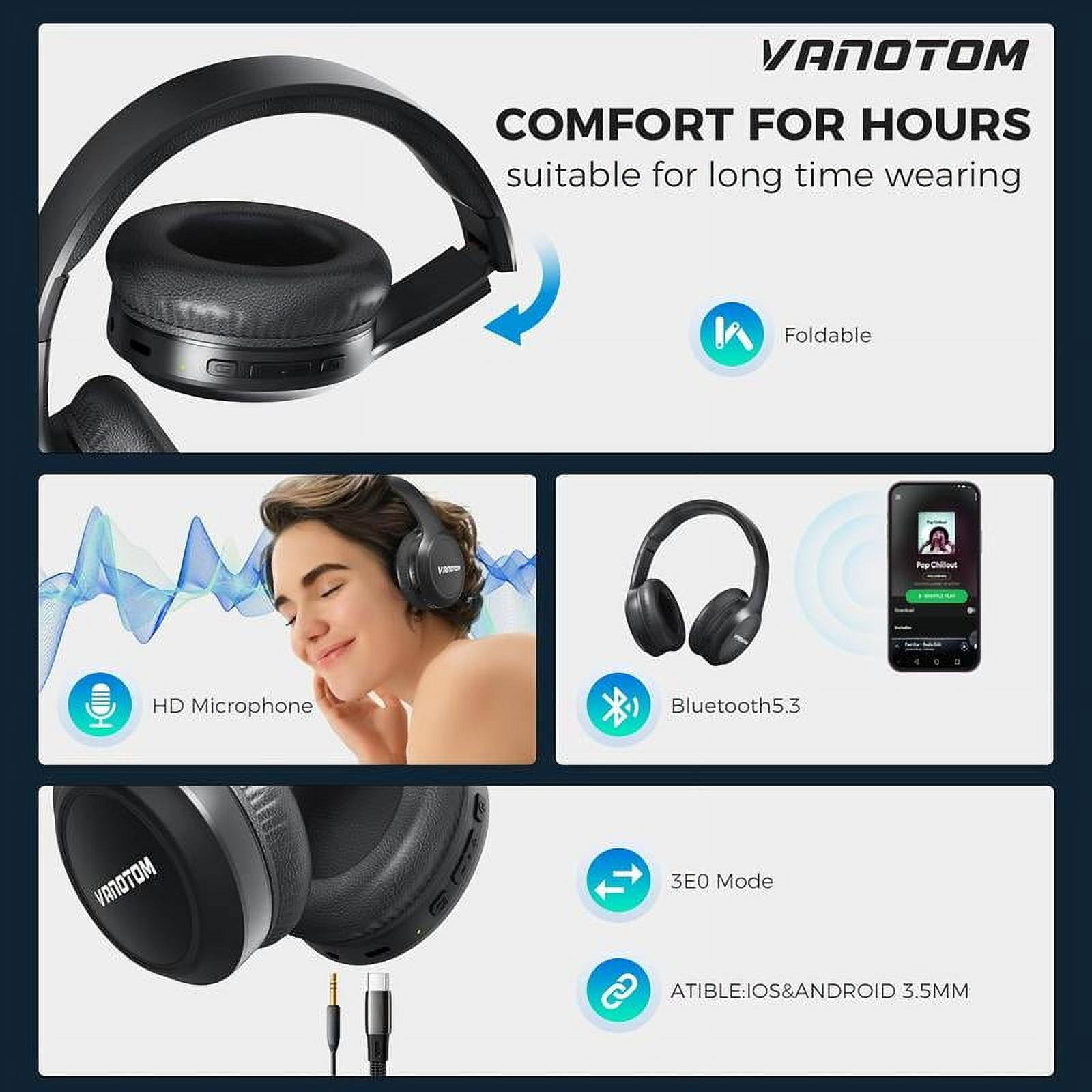 VANOTOM Wireless Headphone, Foldable Bluetooth Headphones Over Ear, Wireless Headset for Gaming, Phones, Computers, Electronics Audio Headphone Arrived before Christmas