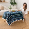 thumbnail image 5 of Cotton Linen Tablecloth - Rectangular Table Cover with Tassel, Washable Printed Decorative Table Cloth for Dining Table, Coffee Table, Kitchen, Living Room, Balcony, Farmhouse, Housewarming Gift, 5 of 6