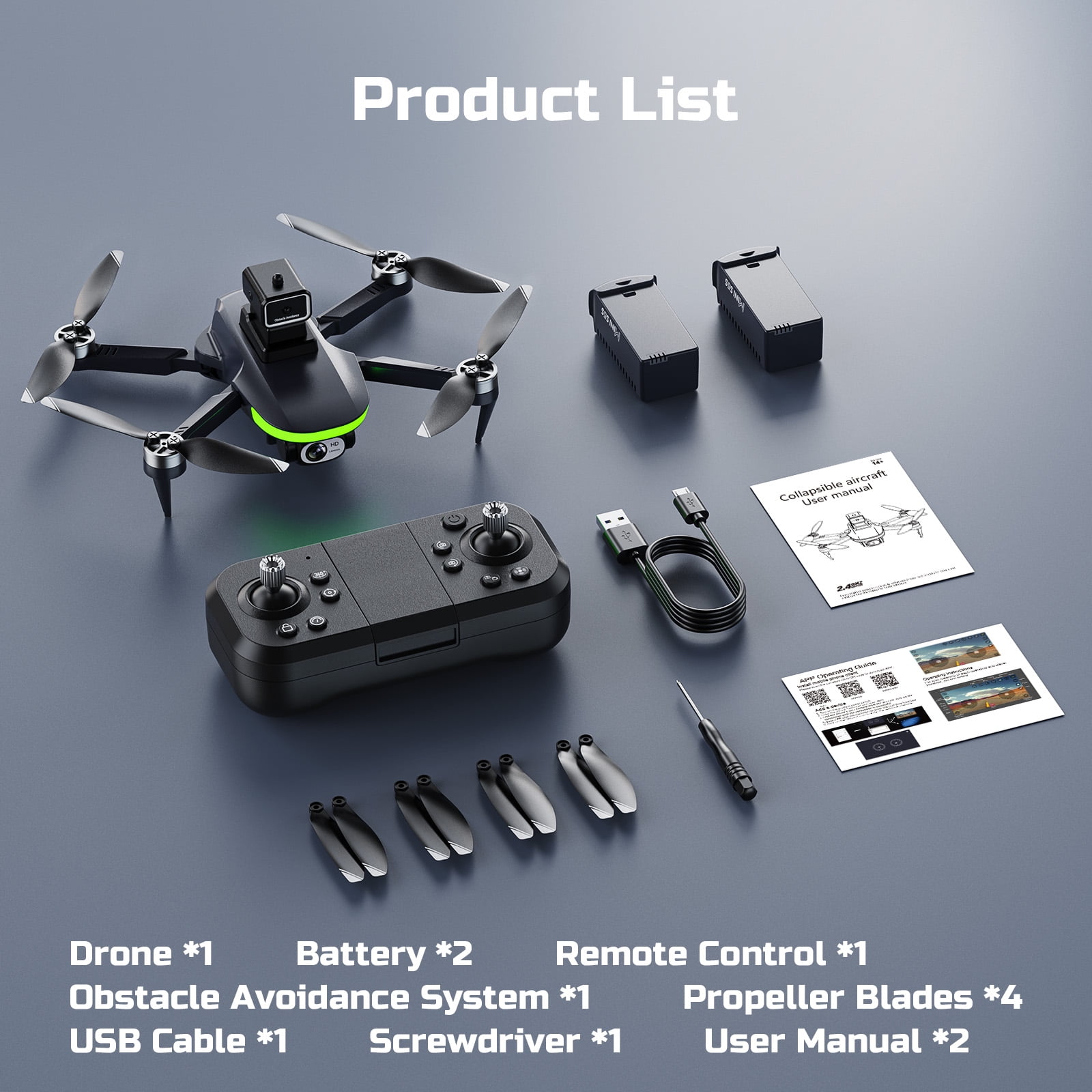 Wefone S5S Foldable Drones with Camera for Kids and Adults, Brushless Motor, 2 Batteries, Black