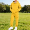 thumbnail image 2 of NOLDARES Kids Boys And Girls Clothes Solid Color Hoodie Sweatshirts and Pant 2Pcs Fall Outfits Set(Y141-Yellow), 2 of 5