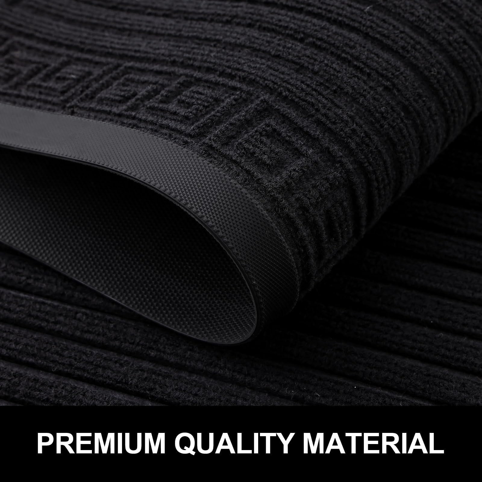 Buganda Outdoor Doormats, Heavy-duty Rubber Door Mats, Absorbs Moisture and Dirt Outdoor Mats, Low Profile Mats for Entry, 30"x17", Black