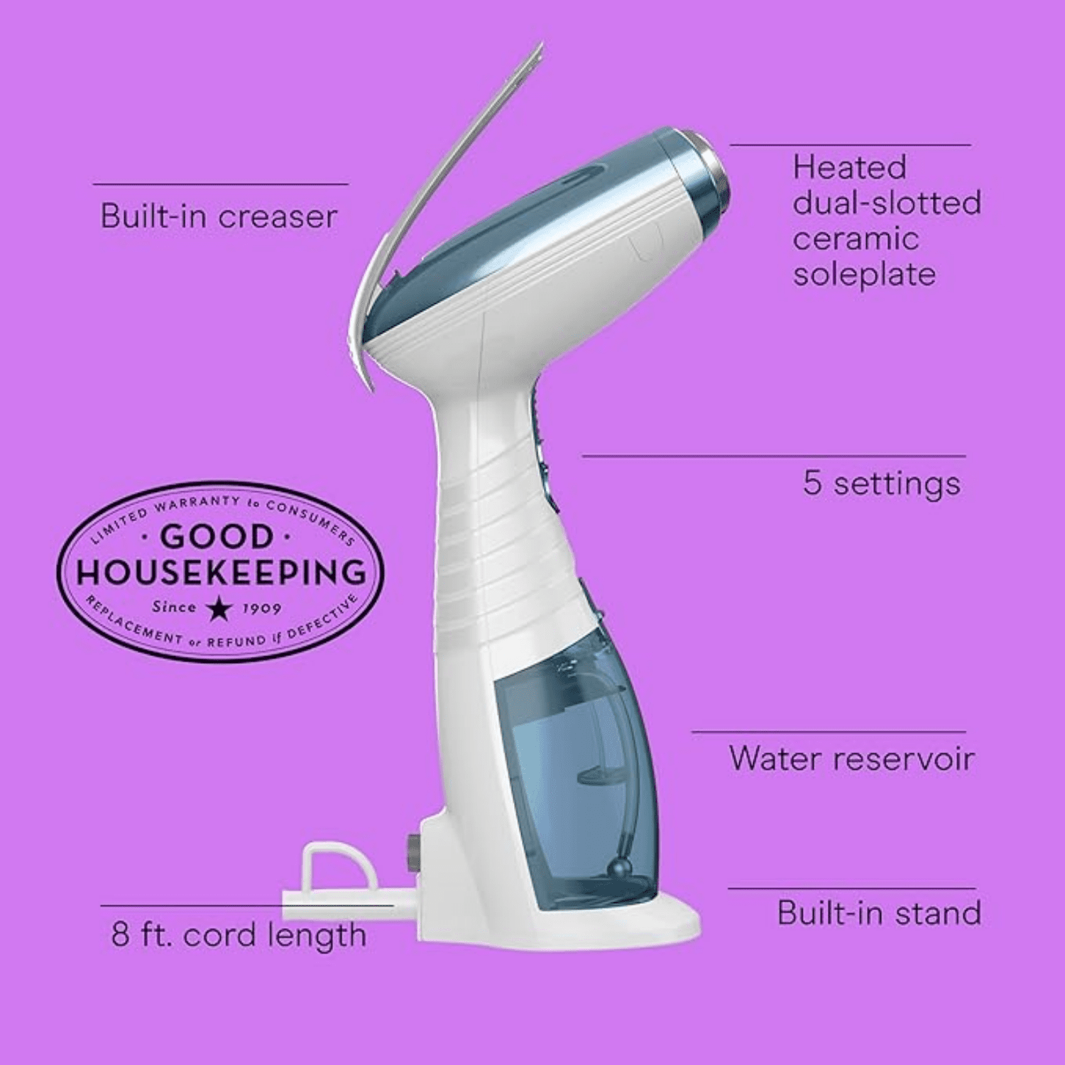 Handheld Garment Steamer for Clothes, 1875W Fabric Clothes Steamer, Portable Handheld Design, Strong Penetrating Steam, Blue