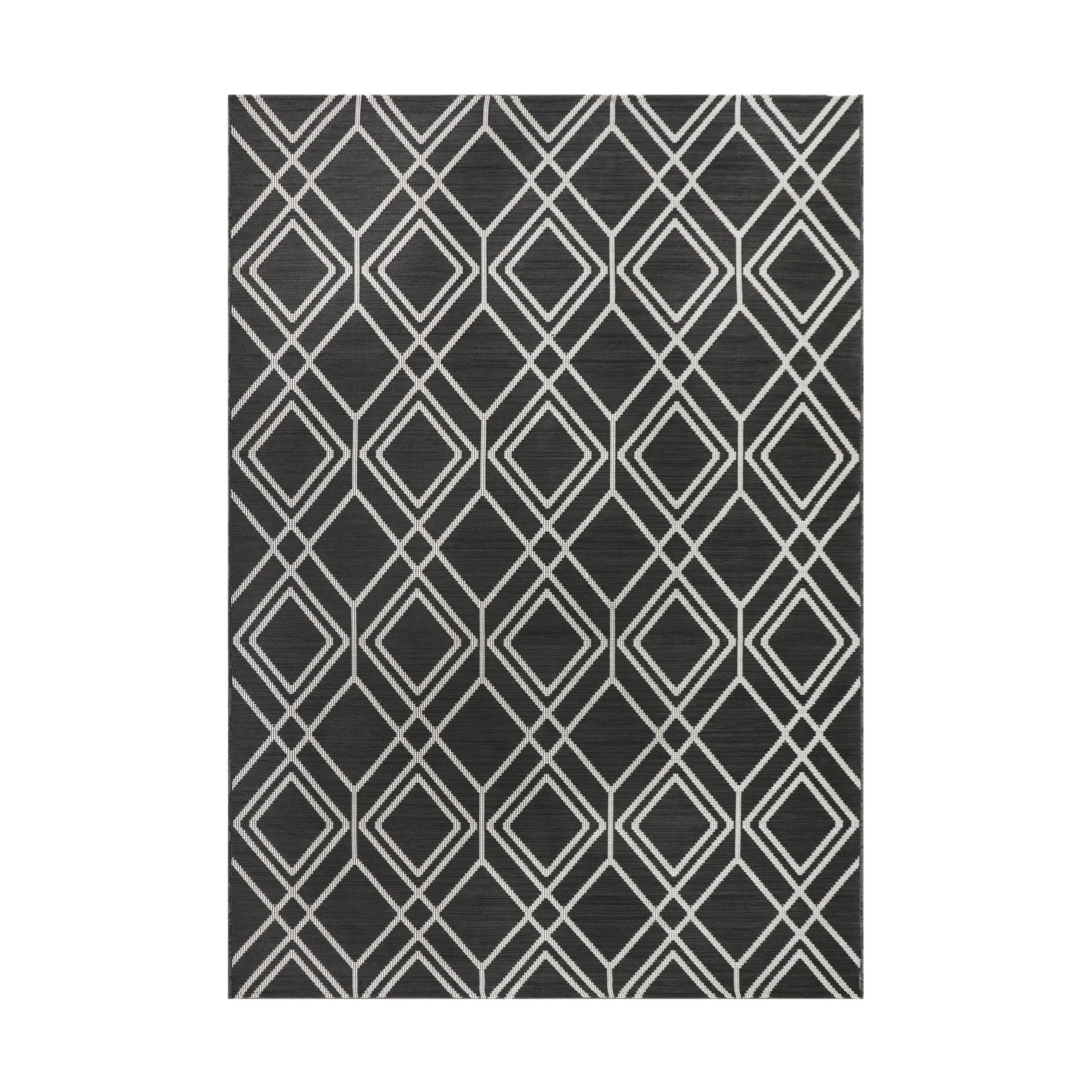 Better Homes & Gardens Grey Diamond Geo Woven Outdoor Rug, 6'x9