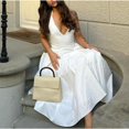 thumbnail image 3 of Women's Deep V Halter Maxi Dress, Solid Cutout Flowy Backless Summer Dress, 3 of 6