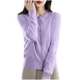 thumbnail image 3 of Aboser Womens Fall Lightweight Cardigan Sweaters Dressy Crew Neck Button Down Sweater Tops Casual Long Sleeve Knitwear Comfy Soft Classic Cardigans, 3 of 5