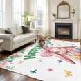 thumbnail image 2 of Spring Easter Area Rugs 5'x7', Small Throw Rugs for Laundry Room Playroom, Pink Cute Rabbits Flowers Eggs Butterflies Plants Indoor Outdoor Rug Non-Slip Low Pile Carpet Runner Reversible Floor Mats, 2 of 8